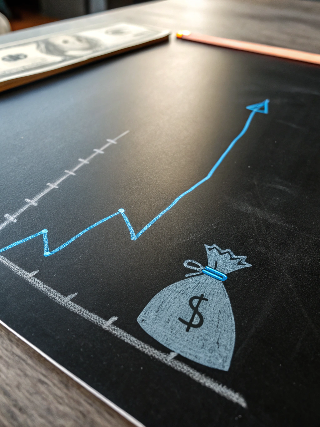 Professional financial growth chart and documents